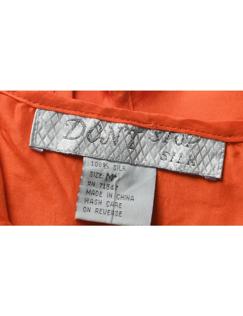 Orange Sleeveless 100% Silk Top - M