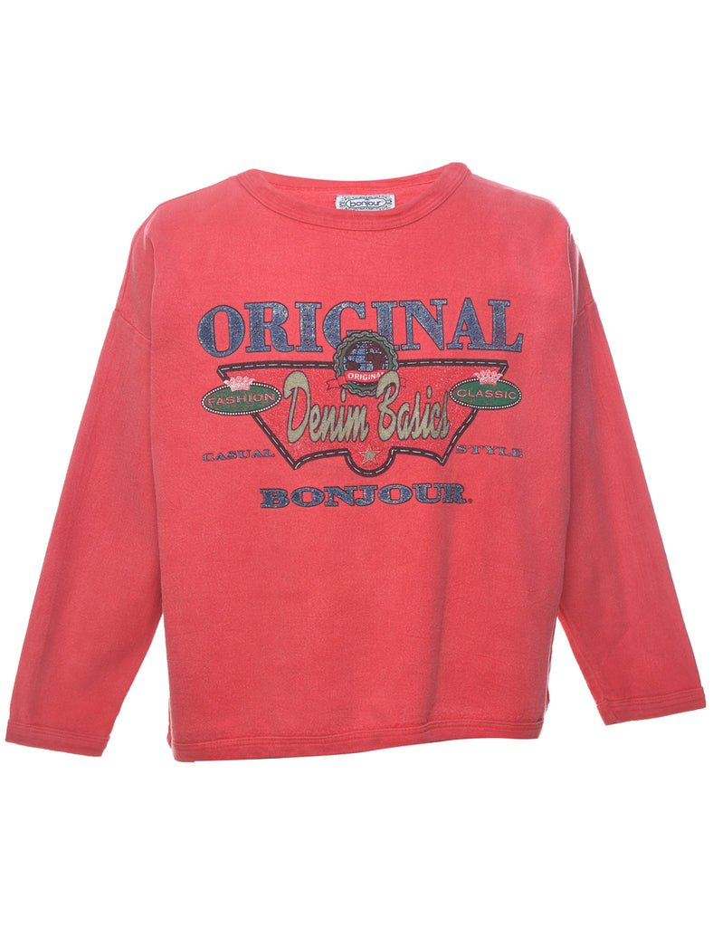 Original Bonjour Printed Maroon Sweatshirt - L