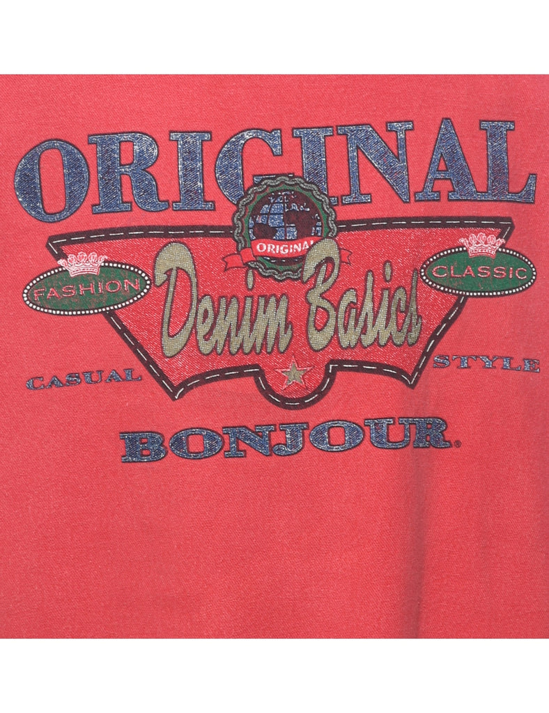 Original Bonjour Printed Maroon Sweatshirt - L