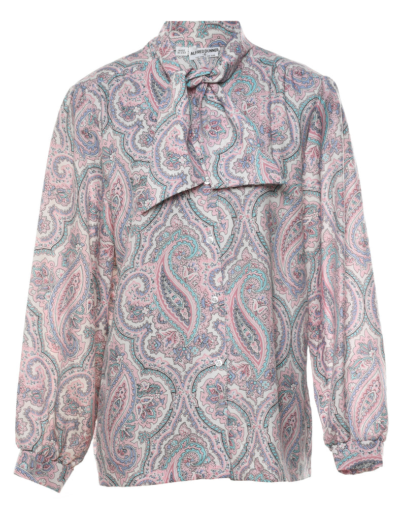 Paisley Print Multi-Colour Pussy Bow Blouse - XL