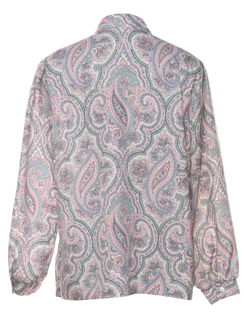 Paisley Print Multi-Colour Pussy Bow Blouse - XL