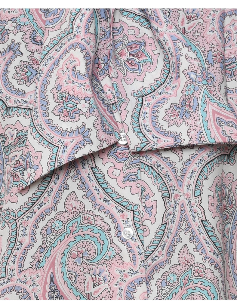 Paisley Print Multi-Colour Pussy Bow Blouse - XL