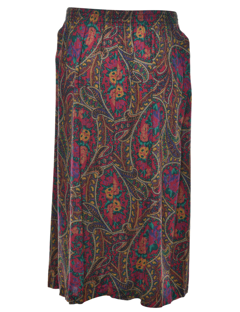 Paisley Print Pleated Skirt - S