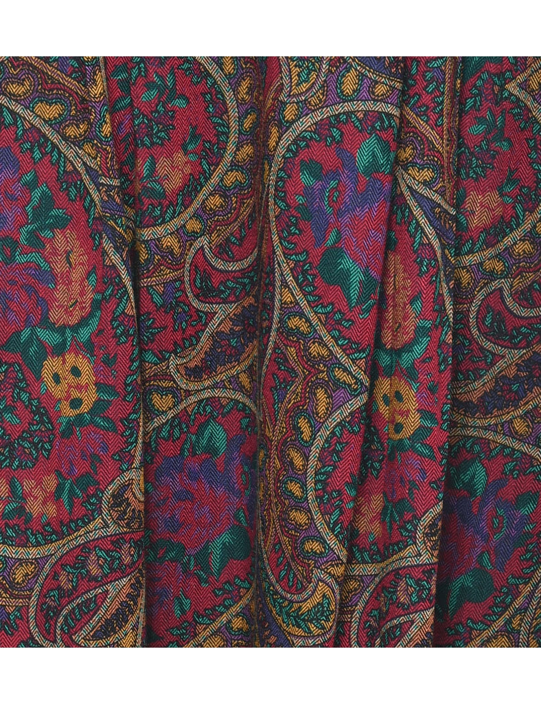 Paisley Print Pleated Skirt - S