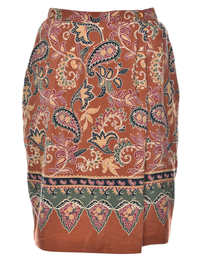 Paisley Print Wrap Skirt - S