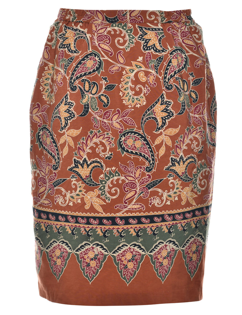 Paisley Print Wrap Skirt - S