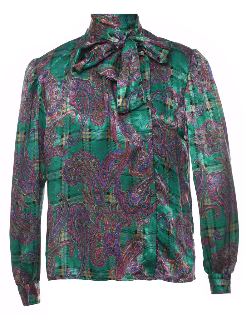 Paisley Pussy Bow Blouse - M
