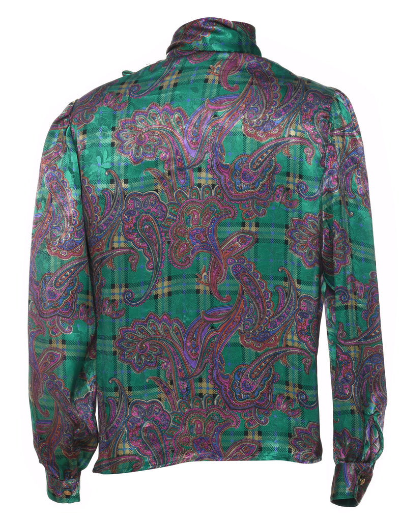 Paisley Pussy Bow Blouse - M