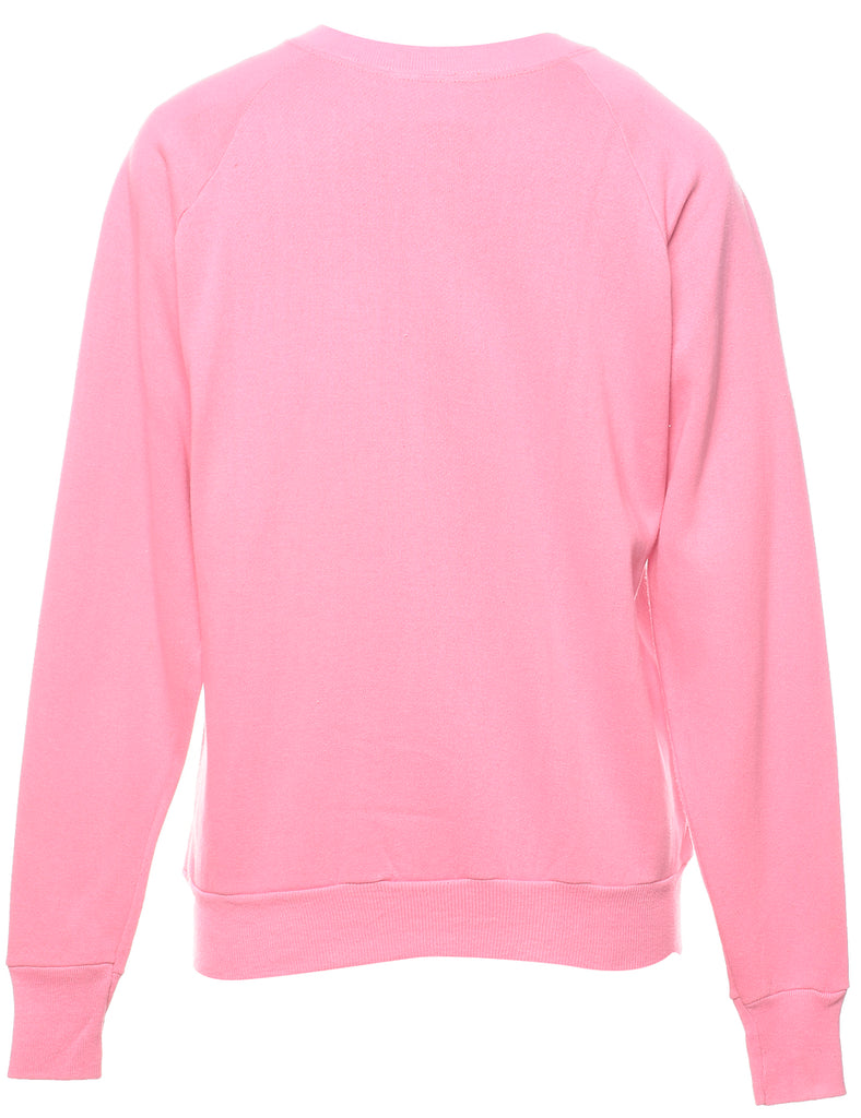 Pale Pink 1990s Appliqued Sweatshirt - XL