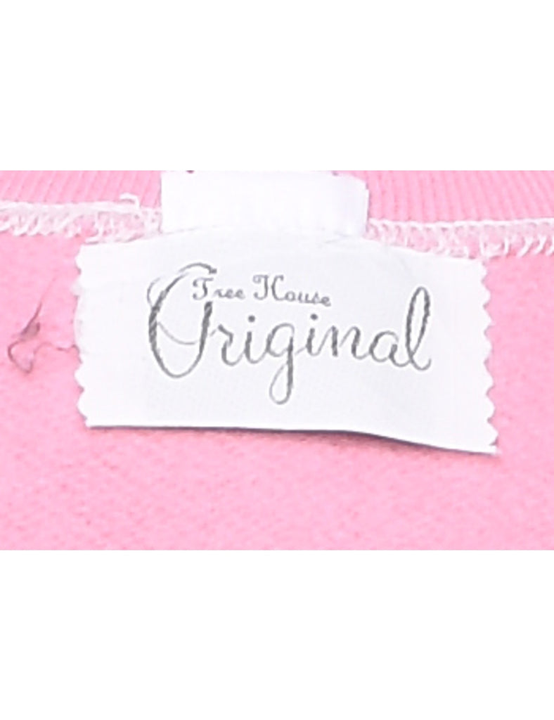Pale Pink 1990s Appliqued Sweatshirt - XL