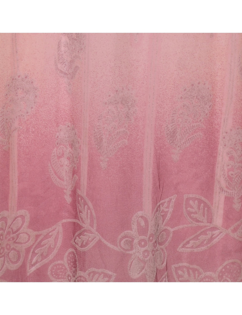 Pale Pink 1990s Sheer Floral Maxi Dress - S