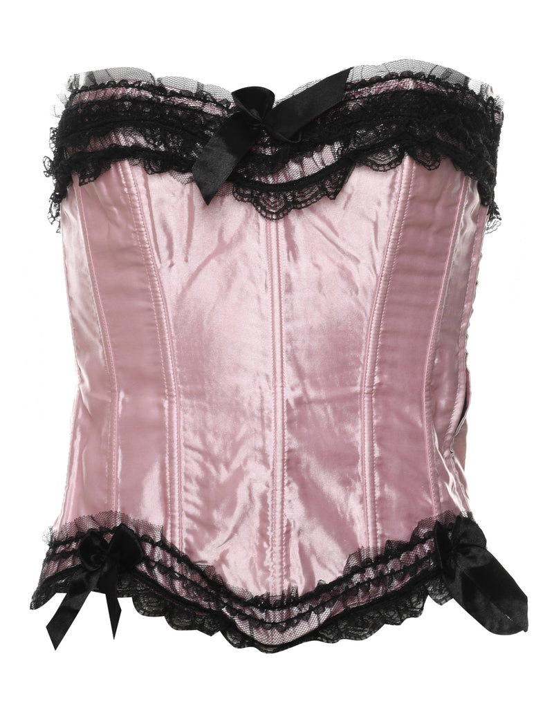 Pale Pink Lace Y2K Corset - S