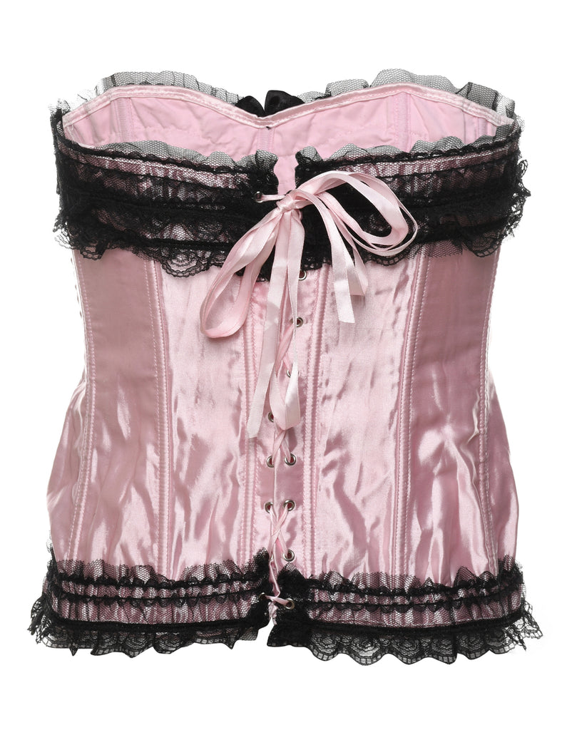 Pale Pink Lace Y2K Corset - S
