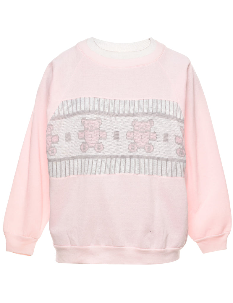 Pale Pink Printed Sweatshirt - L