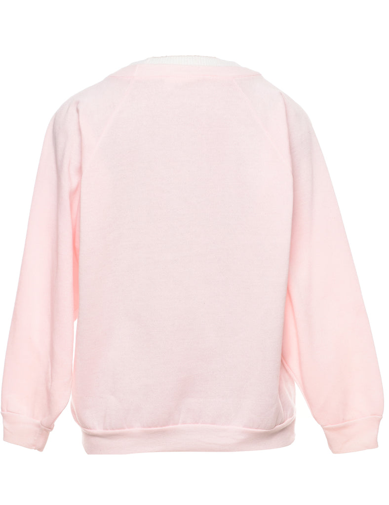 Pale Pink Printed Sweatshirt - L
