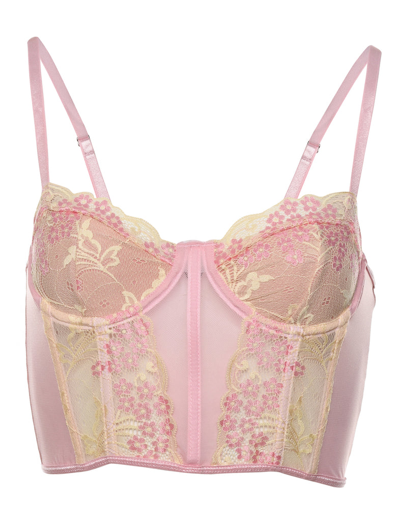 Pale Pink Y2K Lace Bustier - XS