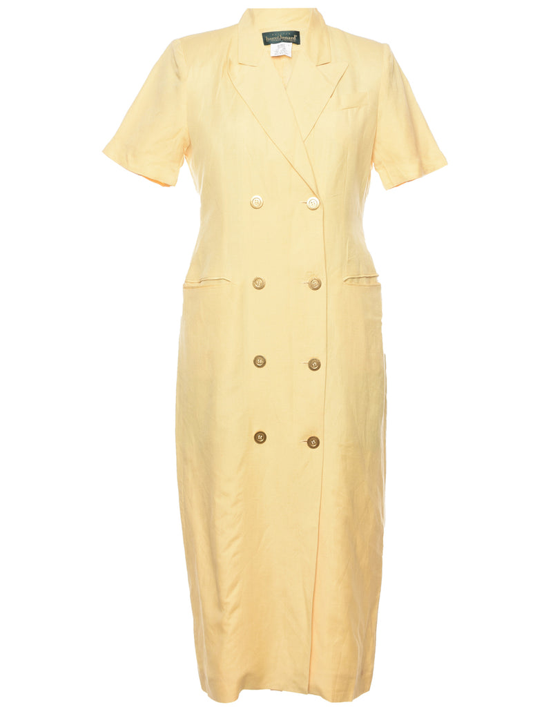 Pale Yellow Coat Dress - M