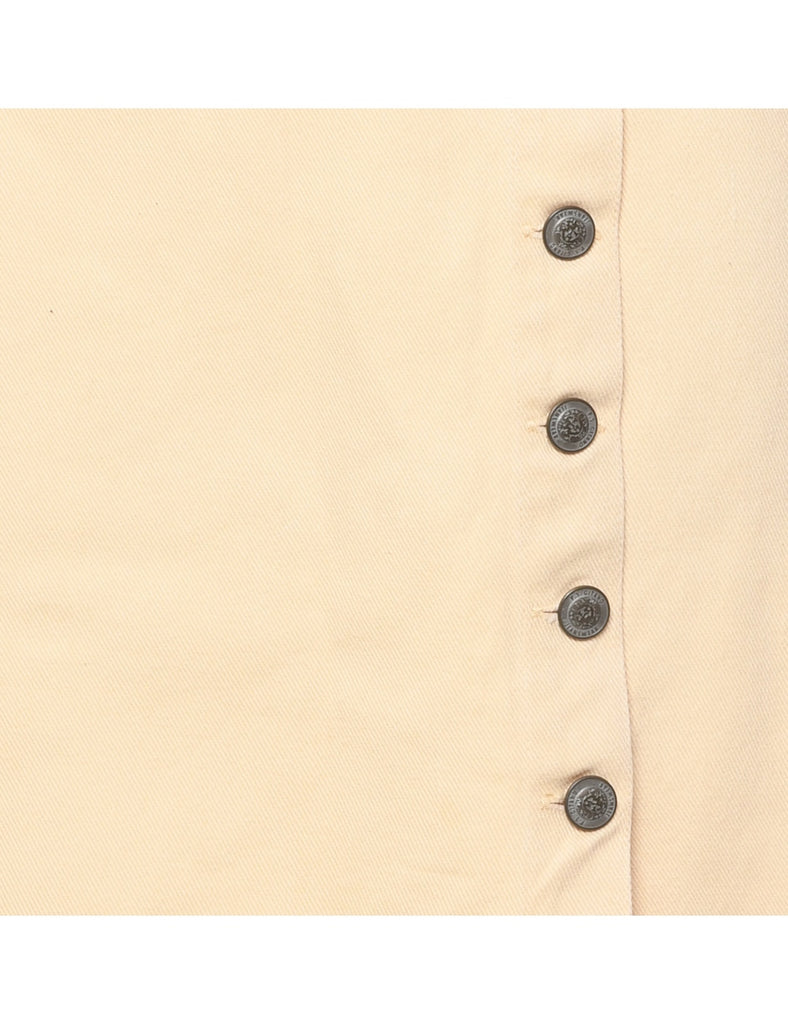 Pale Yellow Denim Midi Skirt - S