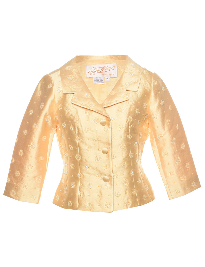 Pale Yellow Metallic Evening Jacket - M