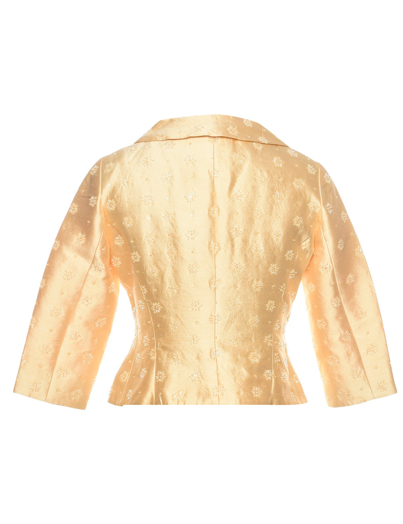 Pale Yellow Metallic Evening Jacket - M
