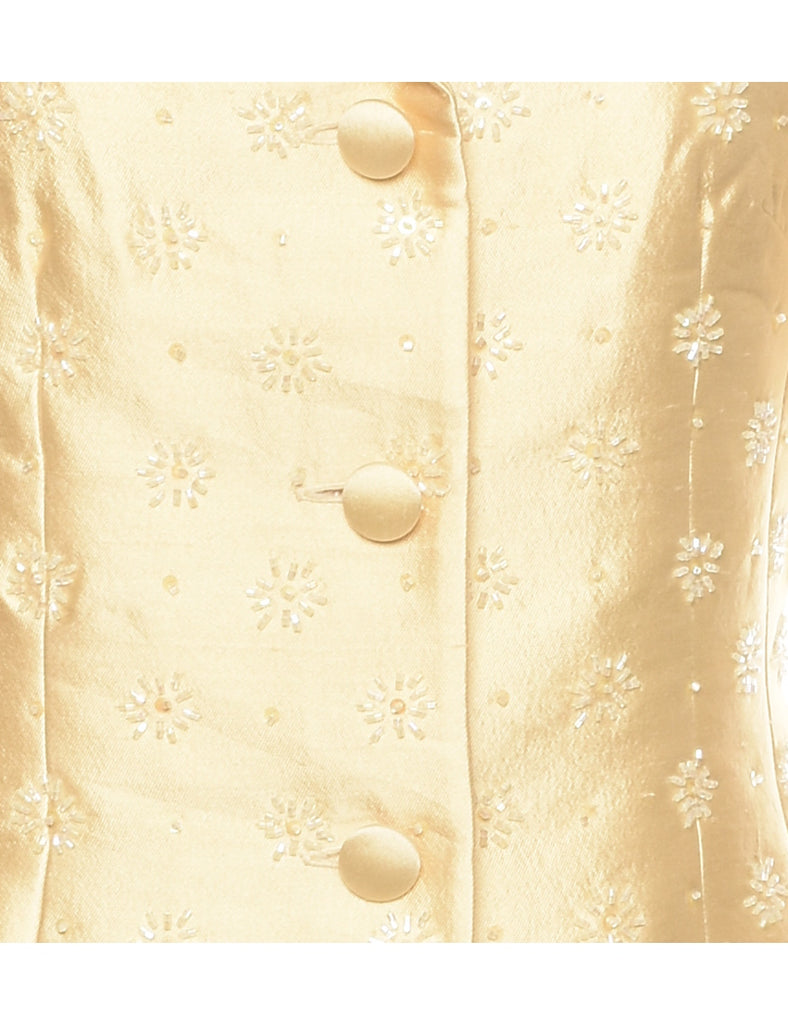 Pale Yellow Metallic Evening Jacket - M