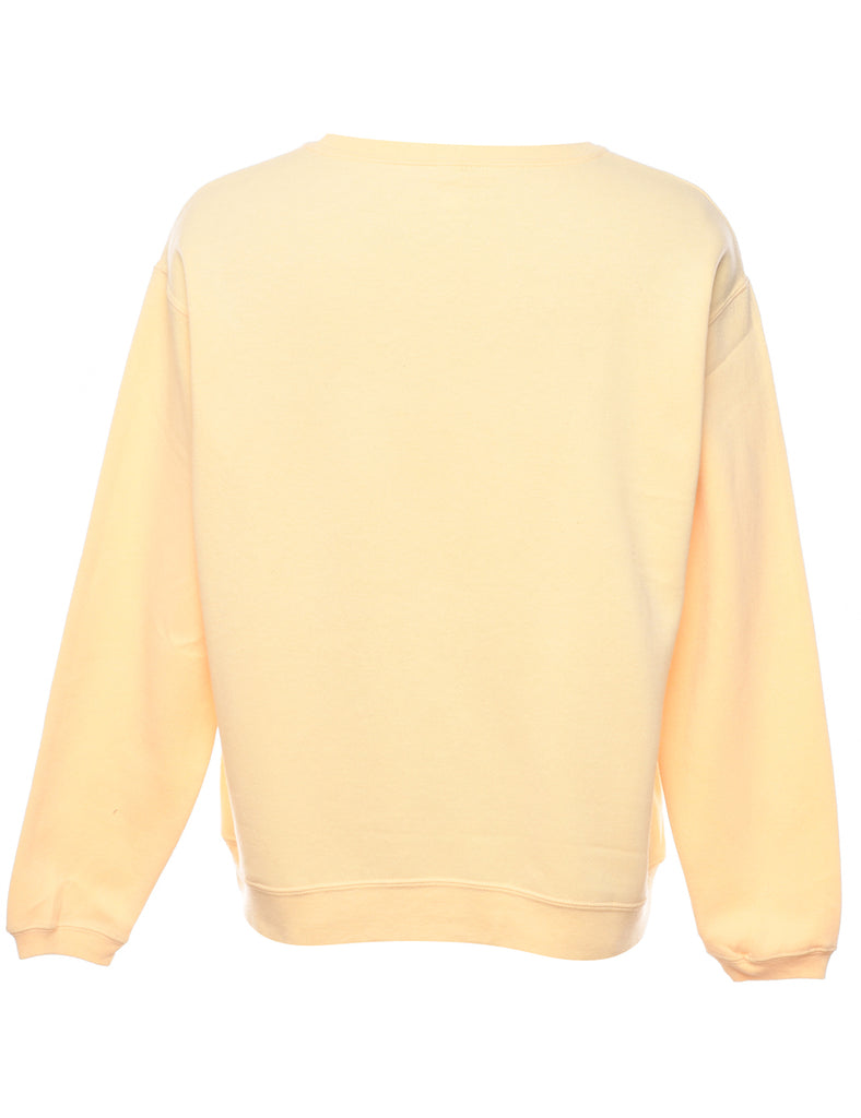 Pale Yellow Printed Art Design Sweatshirt - M