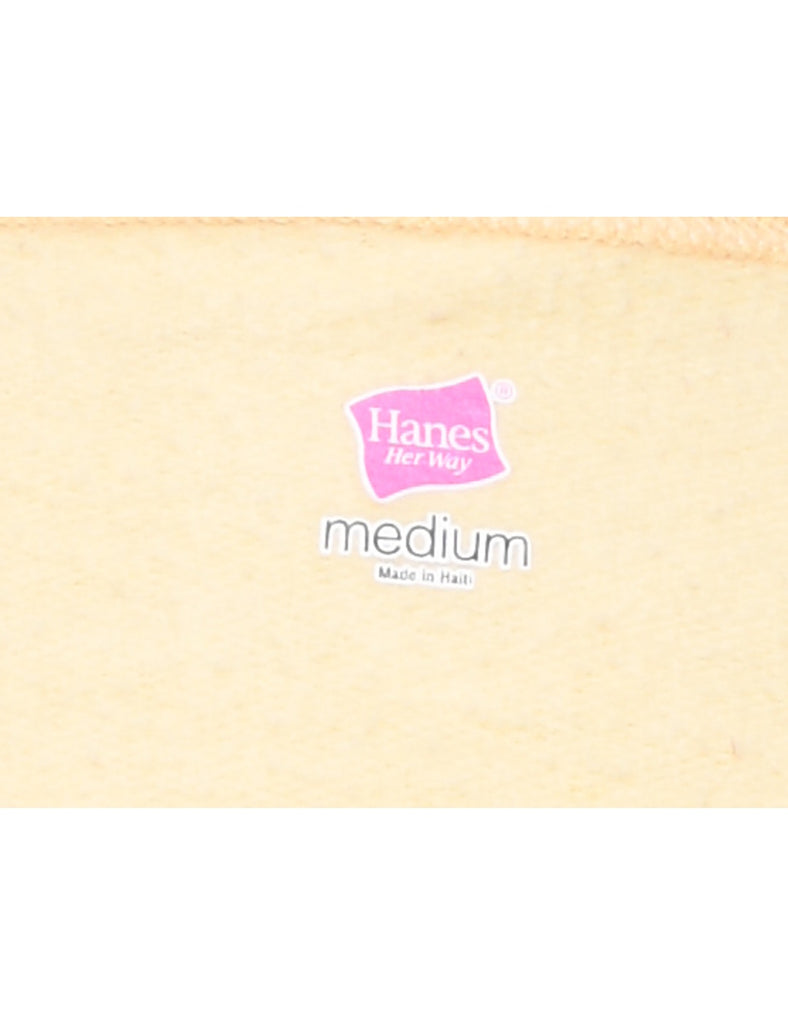 Pale Yellow Printed Art Design Sweatshirt - M