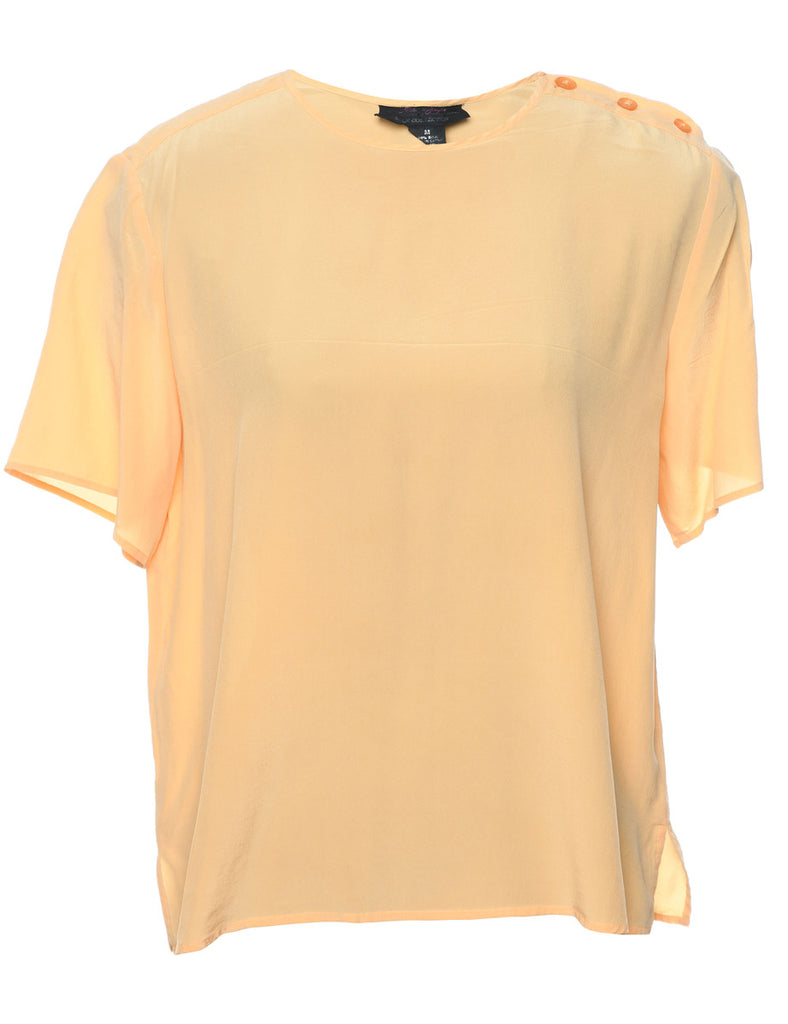 Pale Yellow Silk Top - M