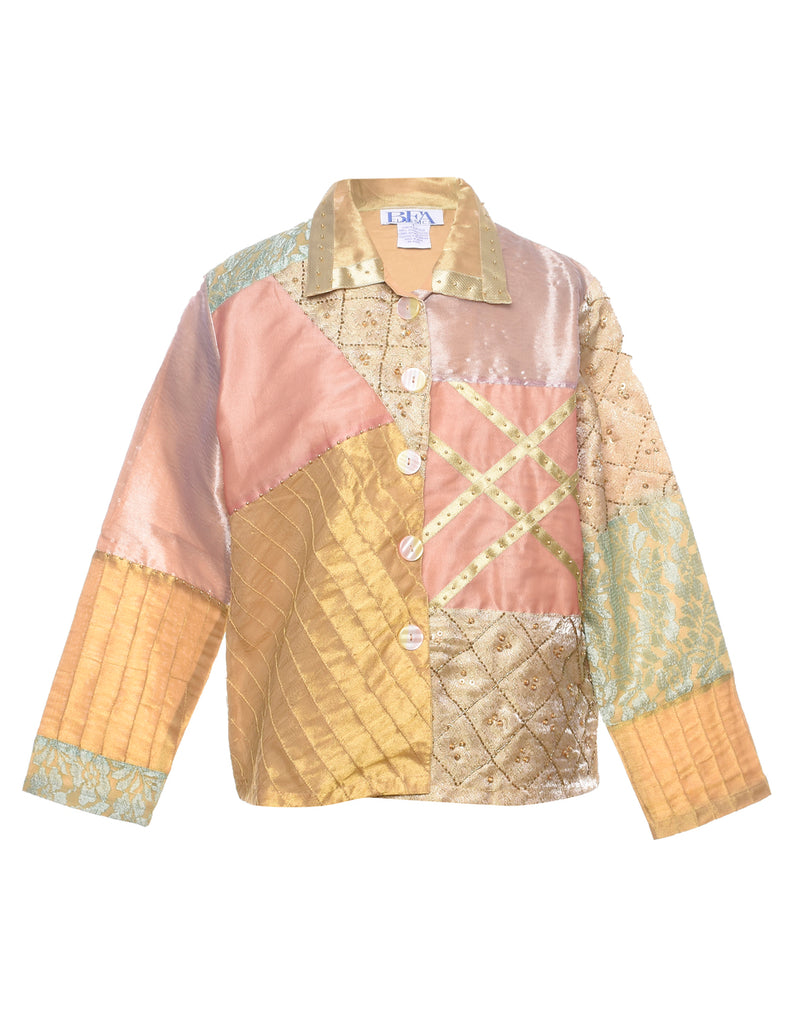 Patchwork Design 1990s Pastel Evening Jacket - L