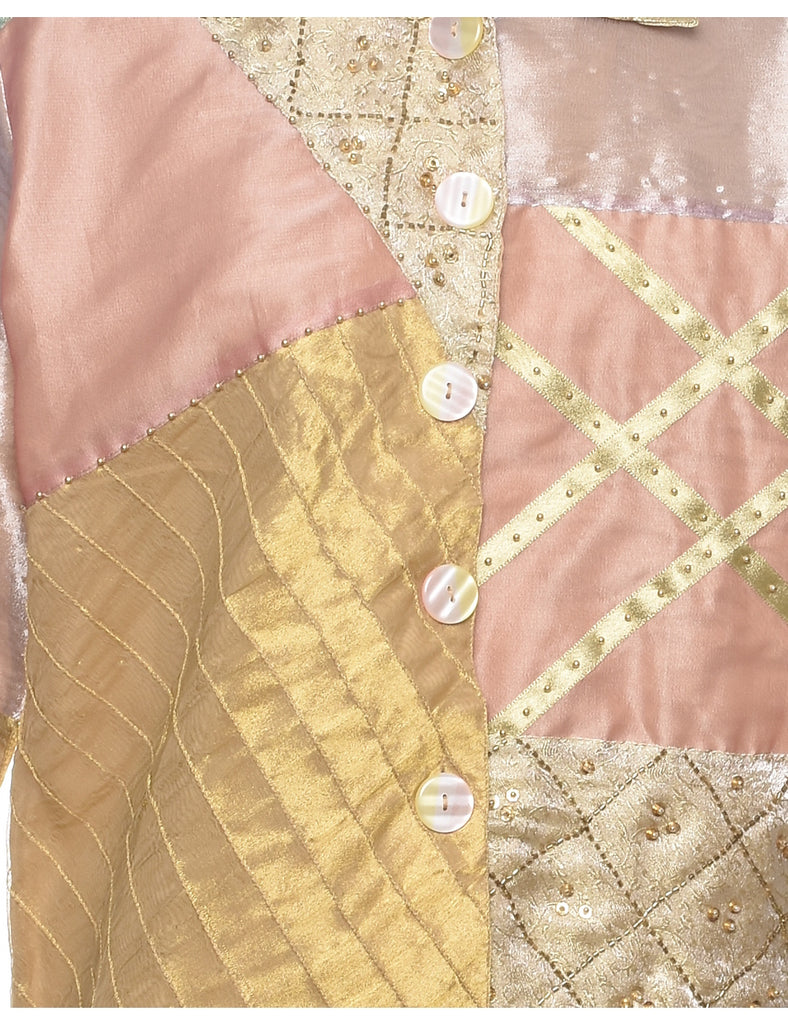 Patchwork Design 1990s Pastel Evening Jacket - L