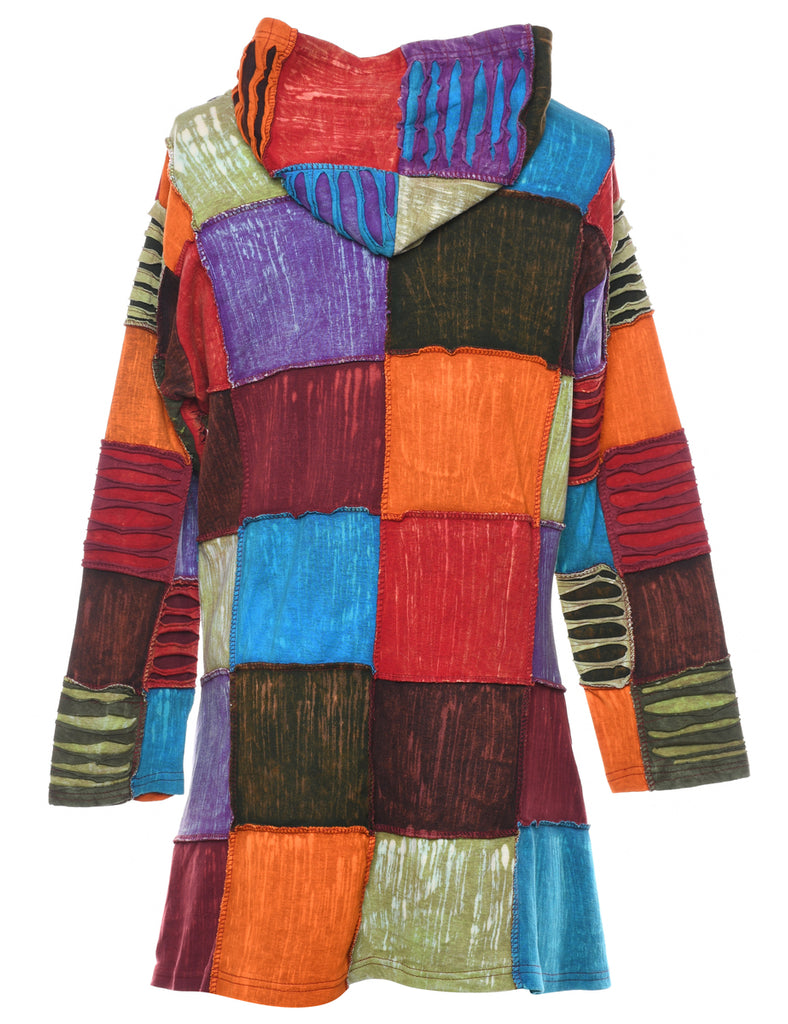 Patchwork Hooded Sweatshirt - S