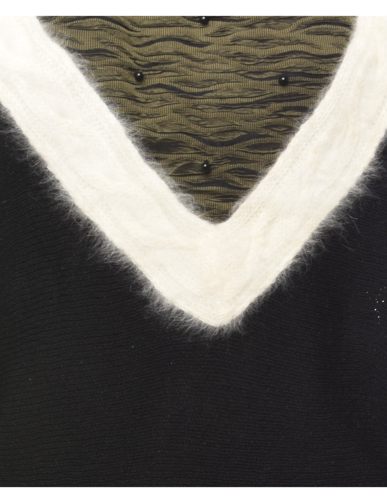 Patterned Black Jumper - S