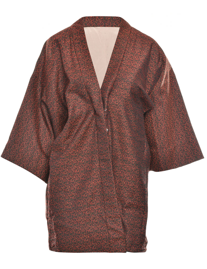 Patterned Cropped Kimono - L