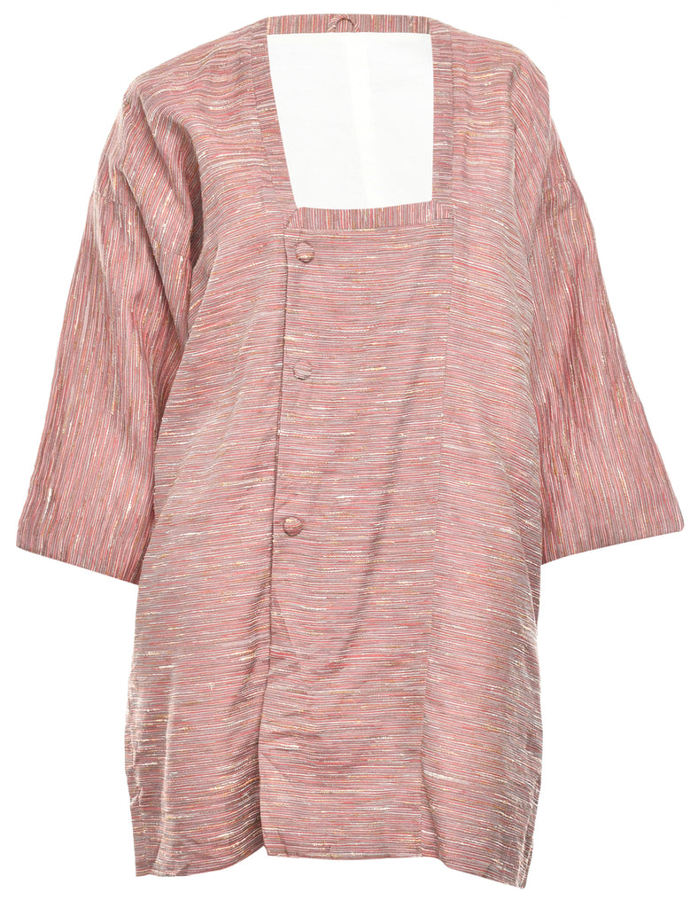 Patterned Cropped Kimono - L