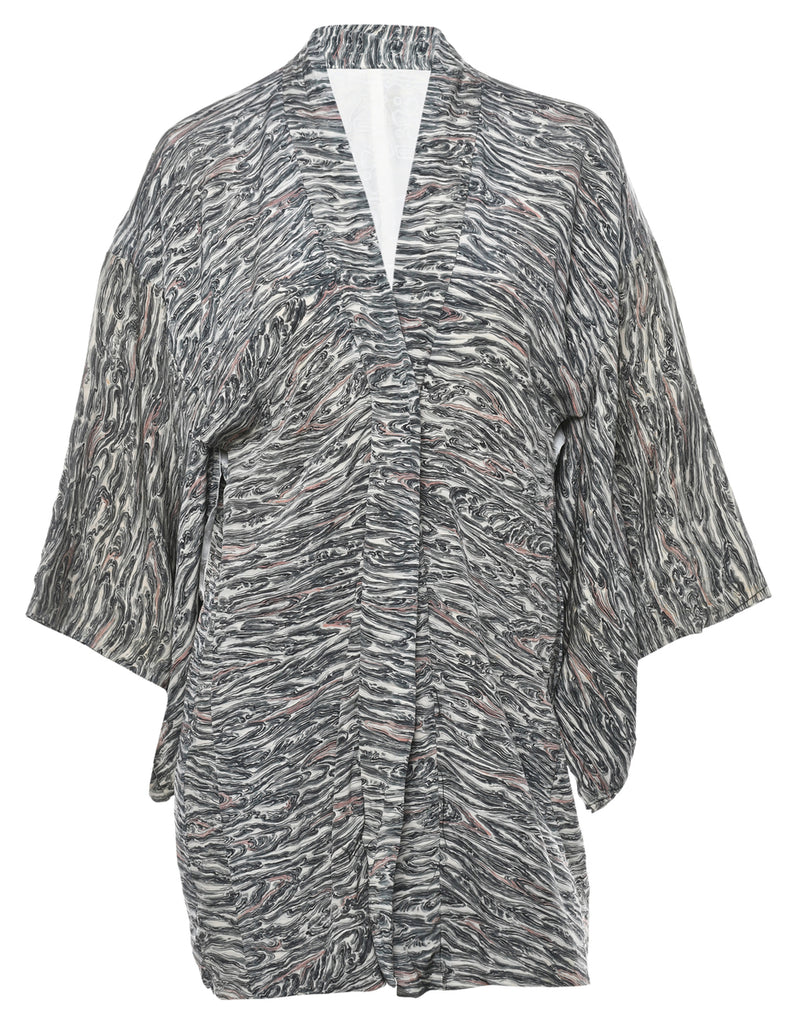 Patterned Cropped Kimono - M