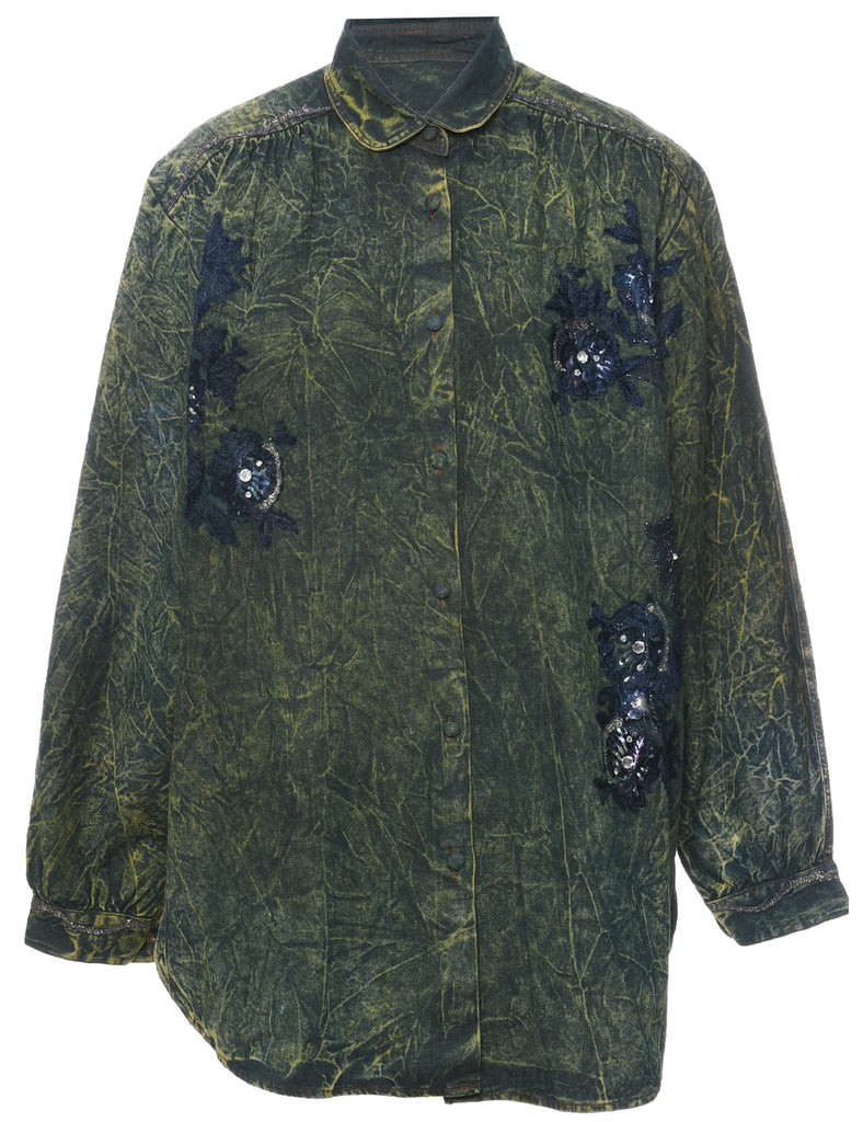 Patterned Denim Shirt - XL