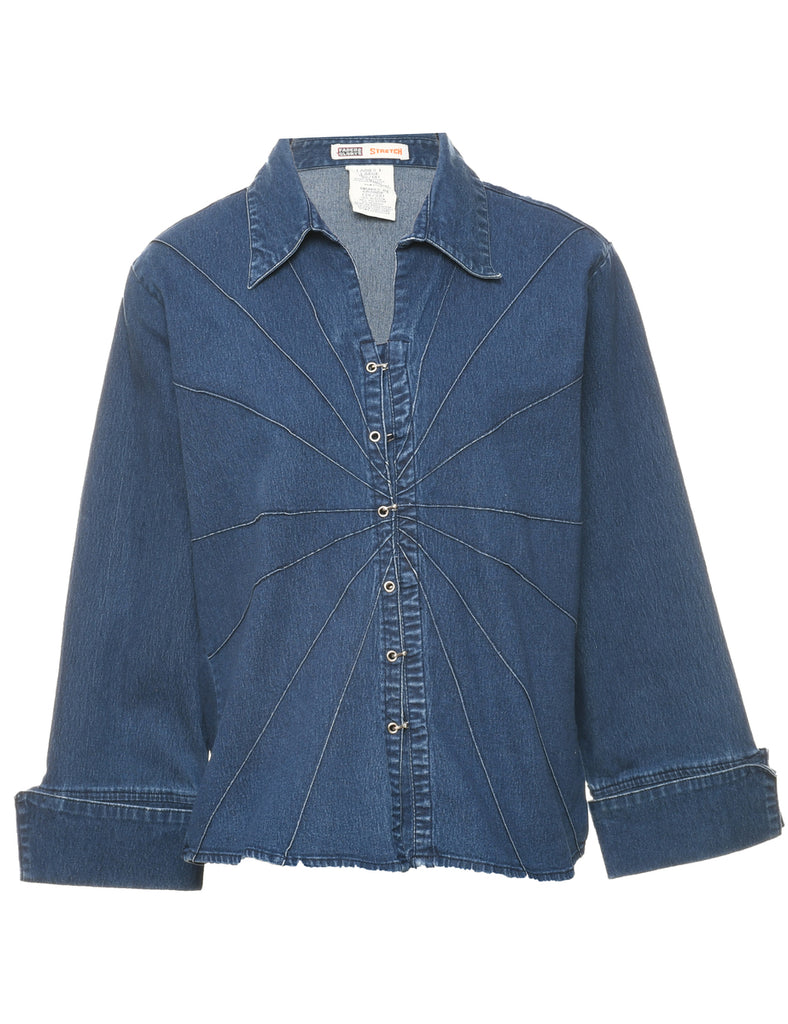 Patterned Denim Shirt - L
