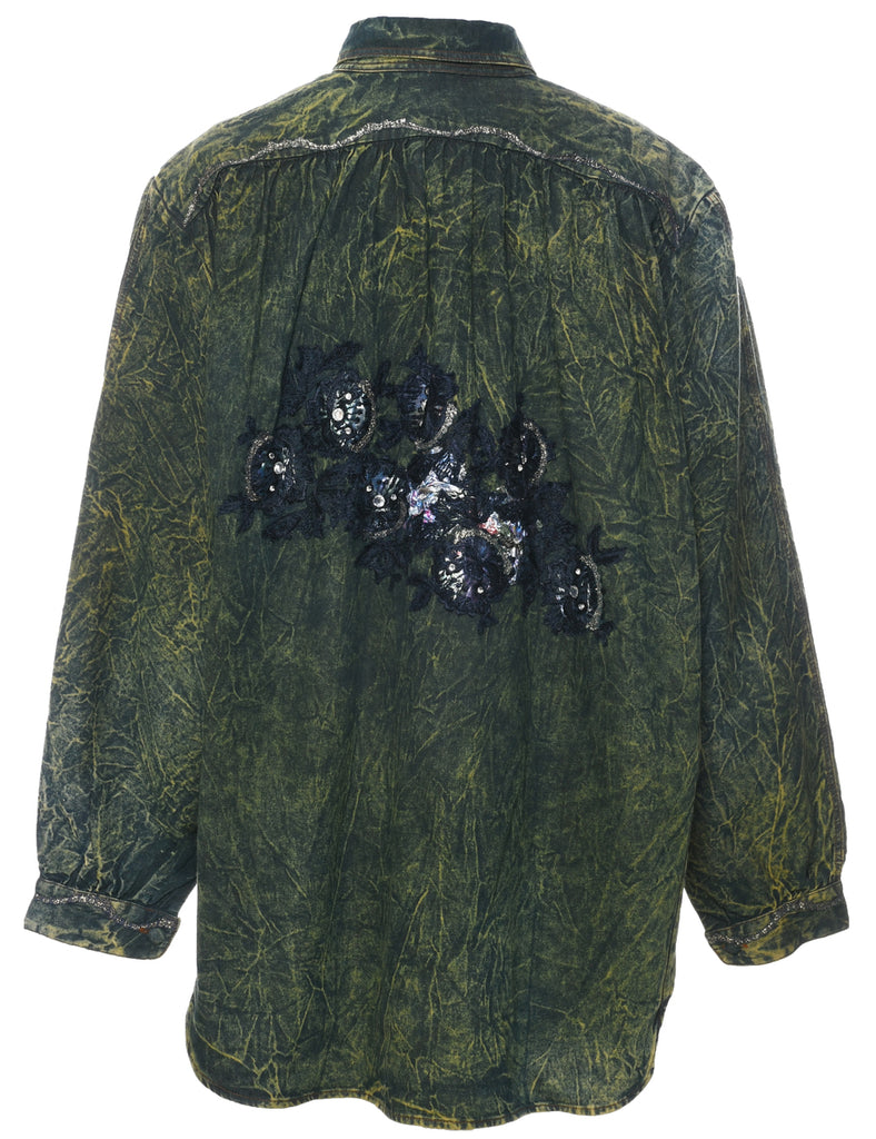 Patterned Denim Shirt - XL
