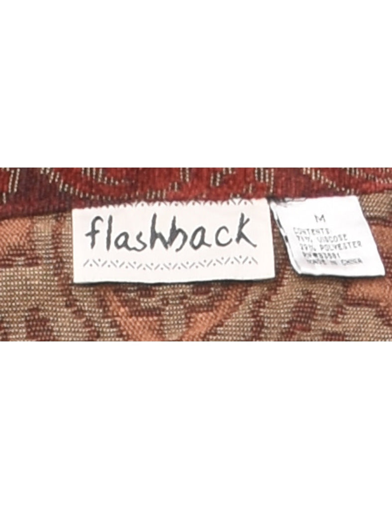 Patterned Maroon Tapestry Jacket - M