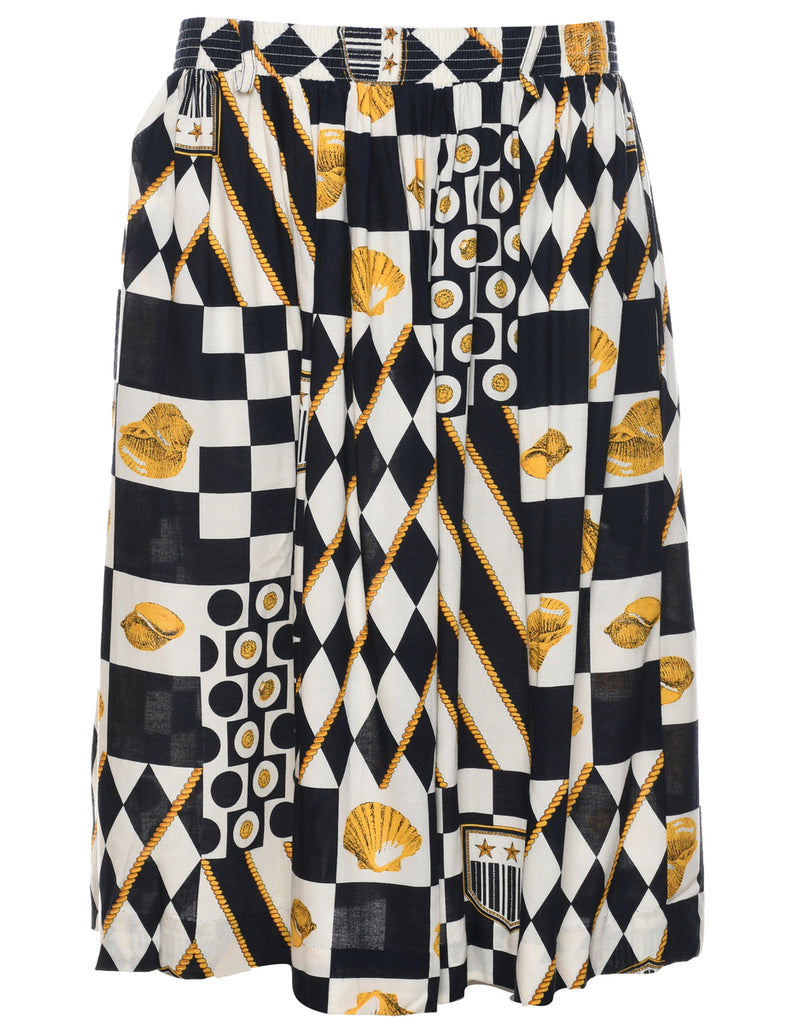 Patterned Midi Skirt - M