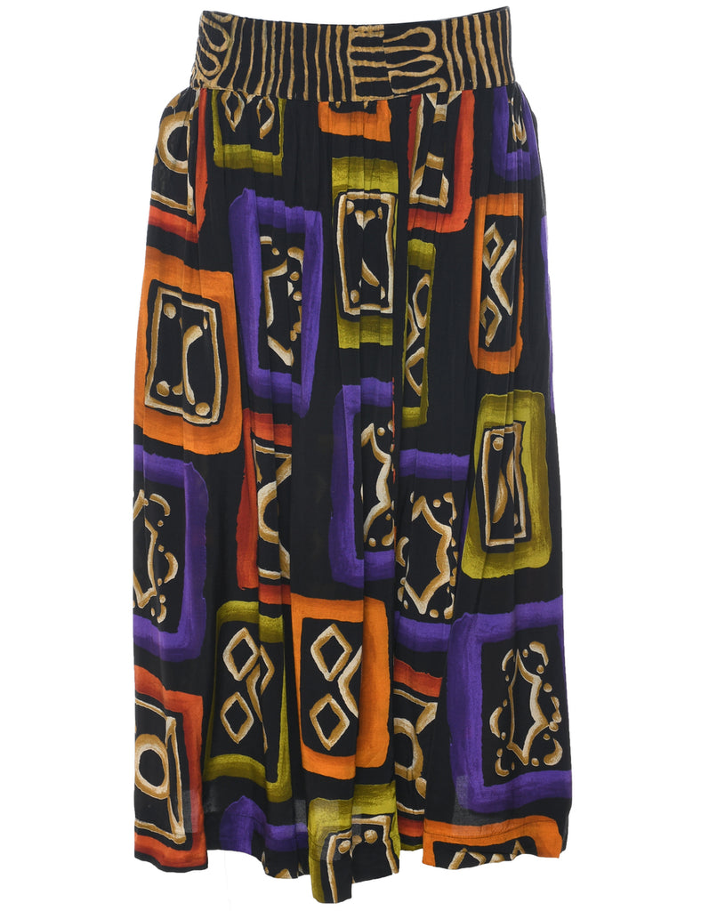 Patterned Pleated Skirt - M