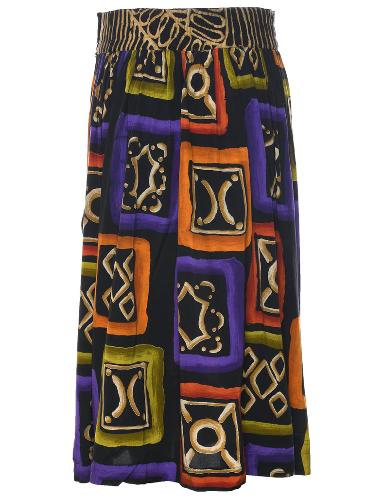 Patterned Pleated Skirt - M