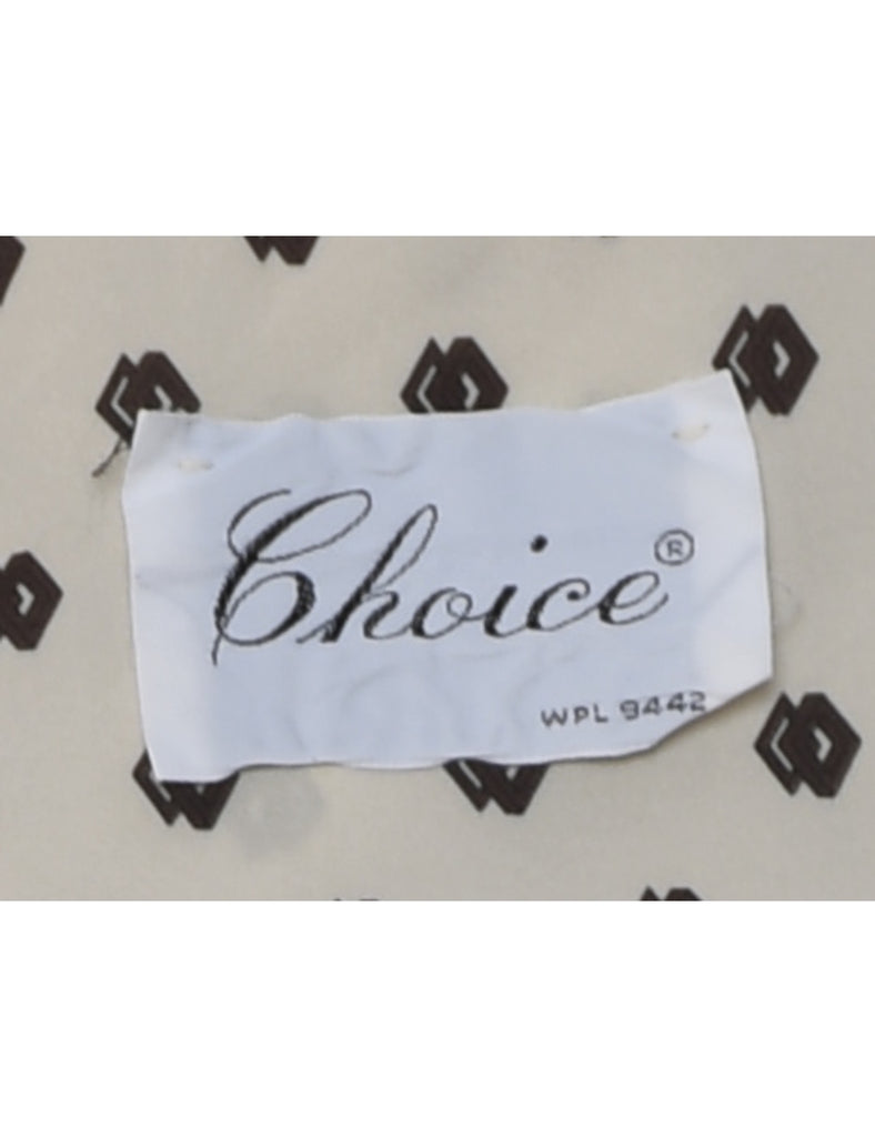 Patterned Pussy Bow Blouse - L