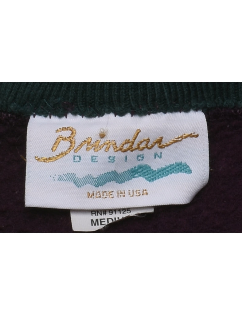 Peace Of Earth 1990s Purple Printed Sweatshirt - M