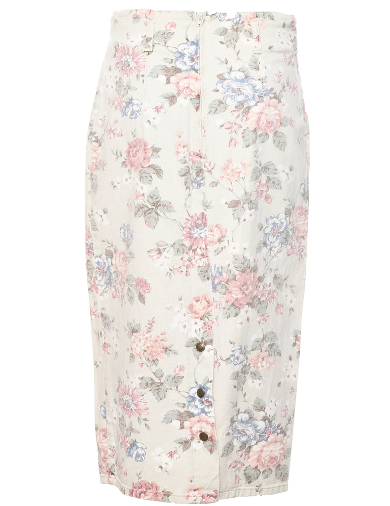 Pencil Shape Denim Midi Skirt - M