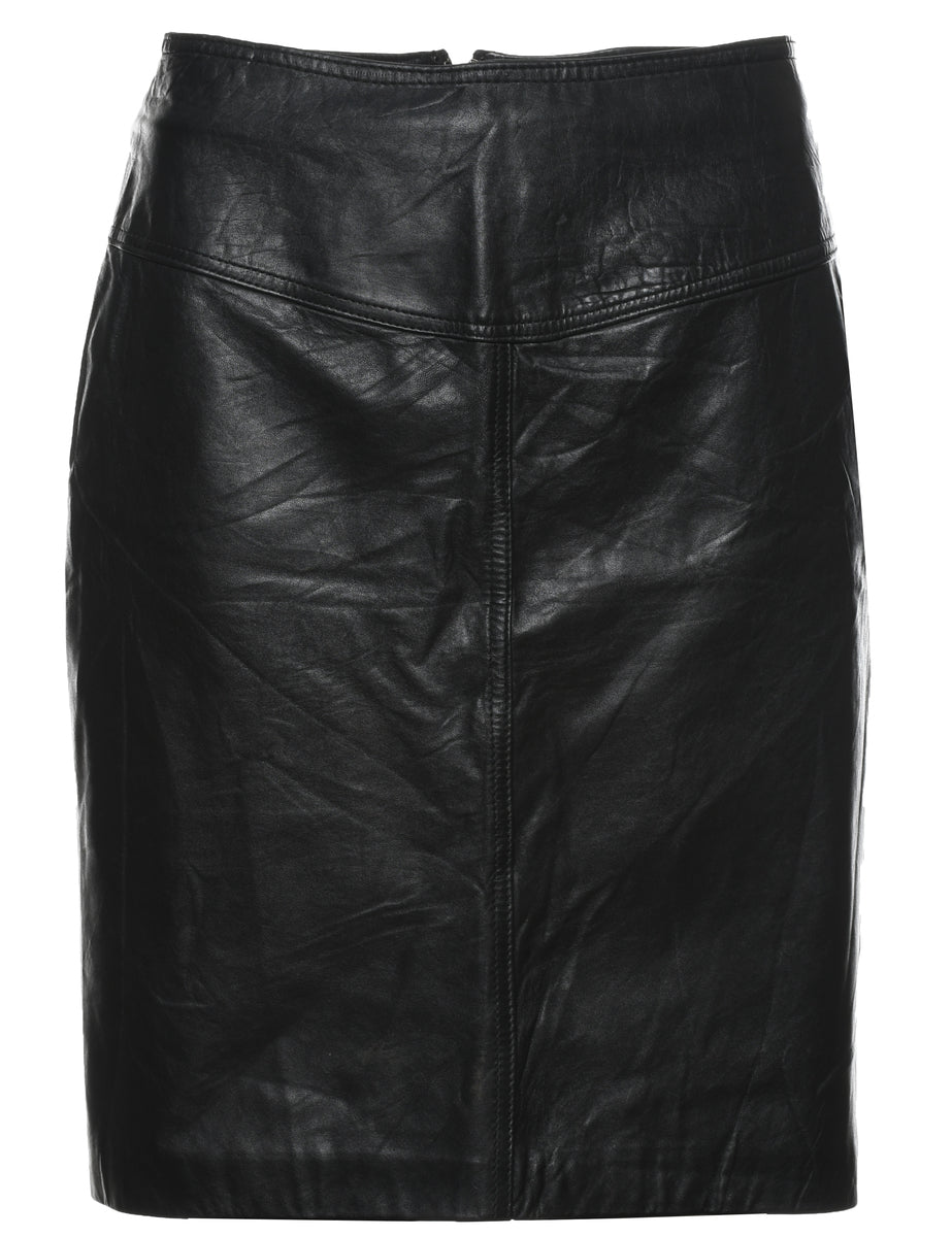 Black leather pencil skirt size 14 clearance