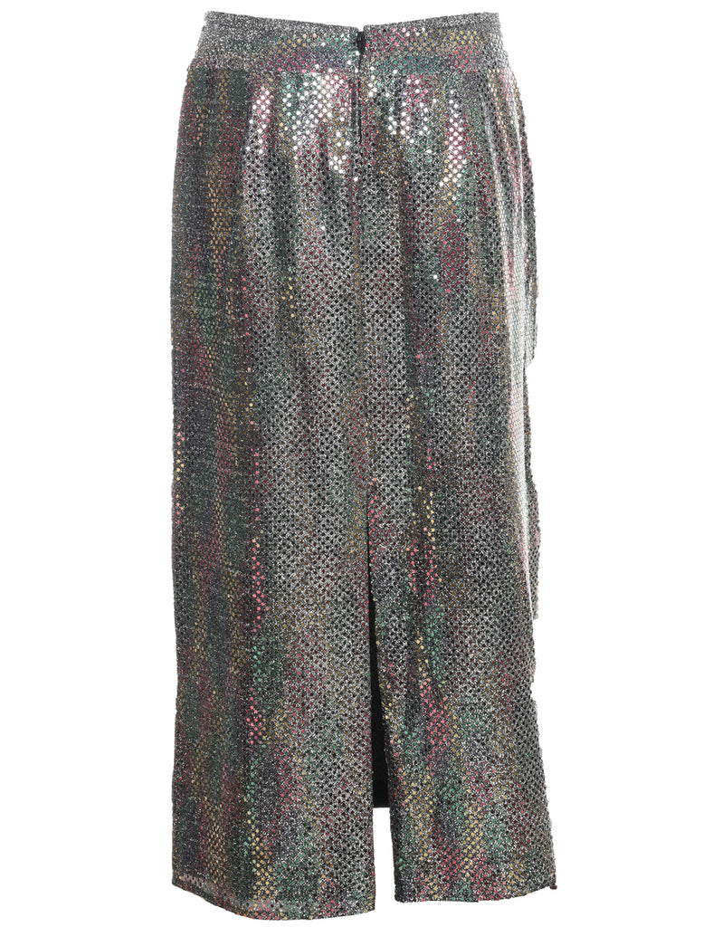 Pencil Shape Lurex Maxi Skirt - L