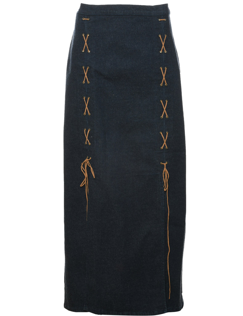 Pencil Shape Y2K Denim Lace Up Skirt - M