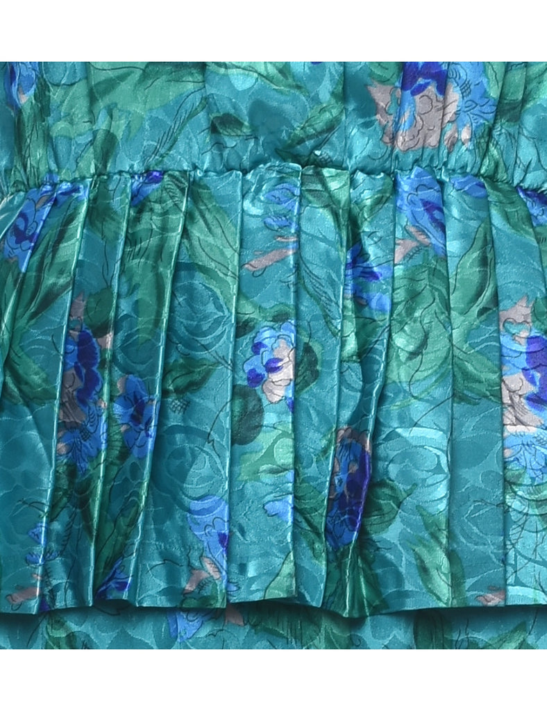 Peplum Skirt Floral Print Dress - M