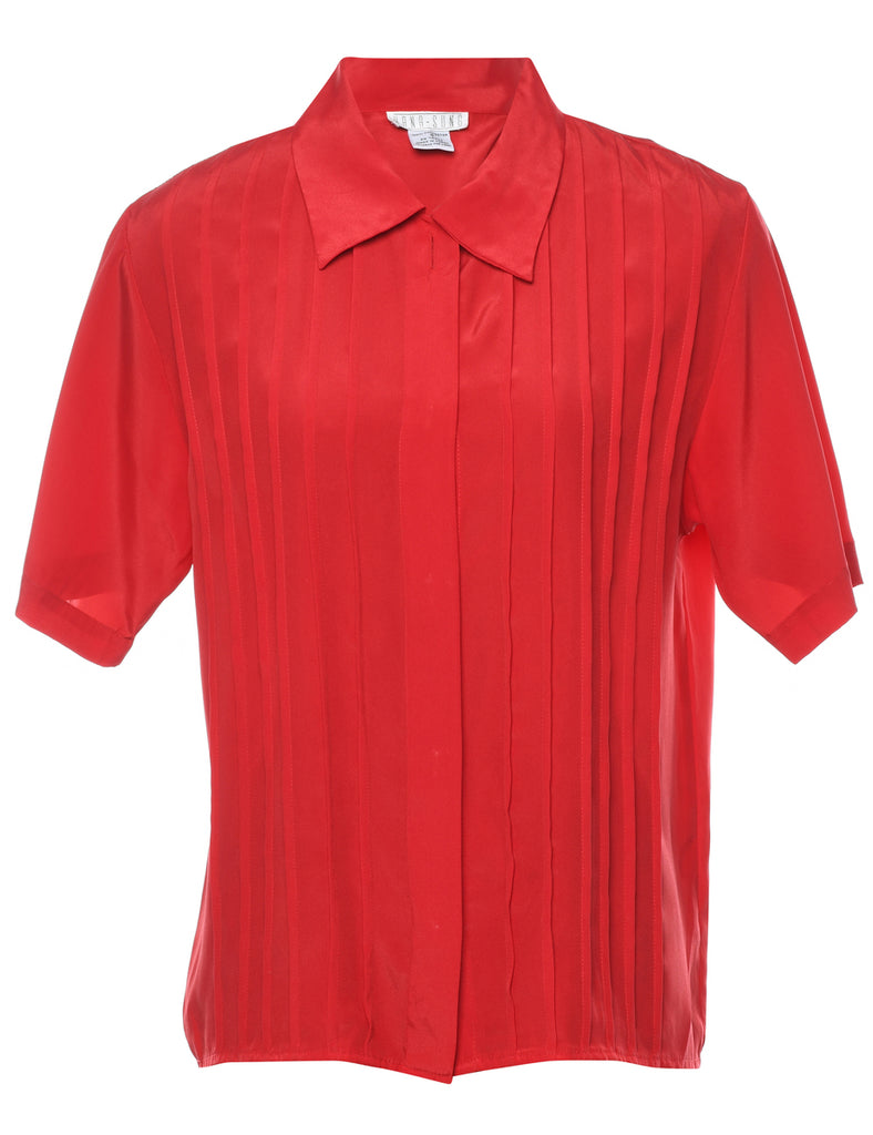 Pin Tucks Red Shirt - L